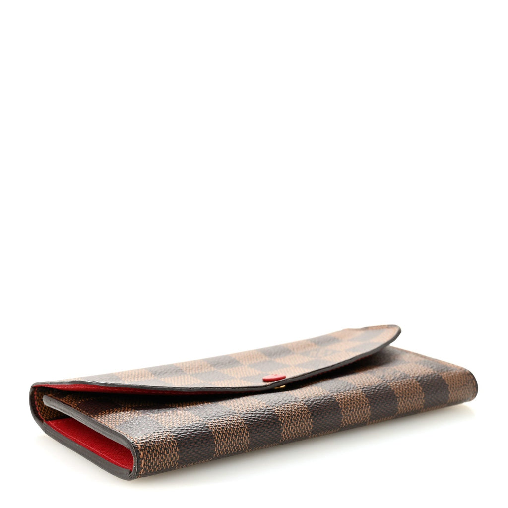 Louis Vuitton Damier Ebene Emilie Wallet Red