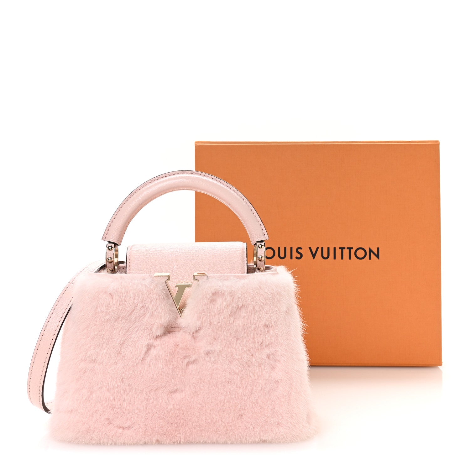 Louis Vuitton Mink Calfskin Goatskin Capucines Mini Rosewater Pink
