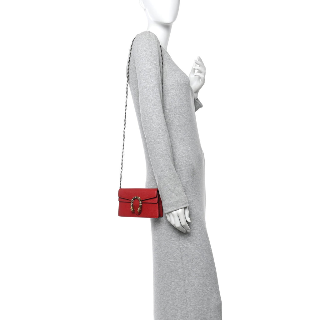 Gucci Calfskin Super Mini Dionysus Shoulder Bag Hibiscus Red