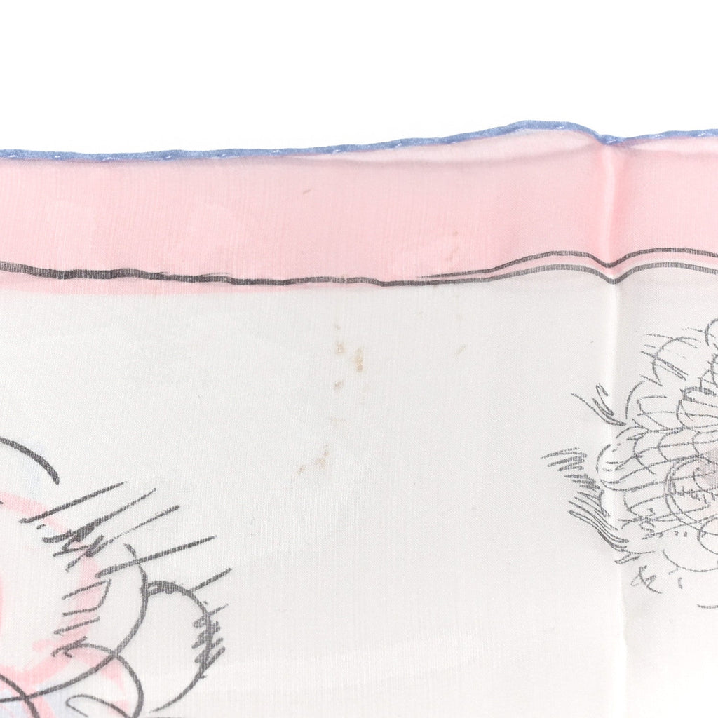 Chanel Silk Camellia Sketch Scarf White Light Pink