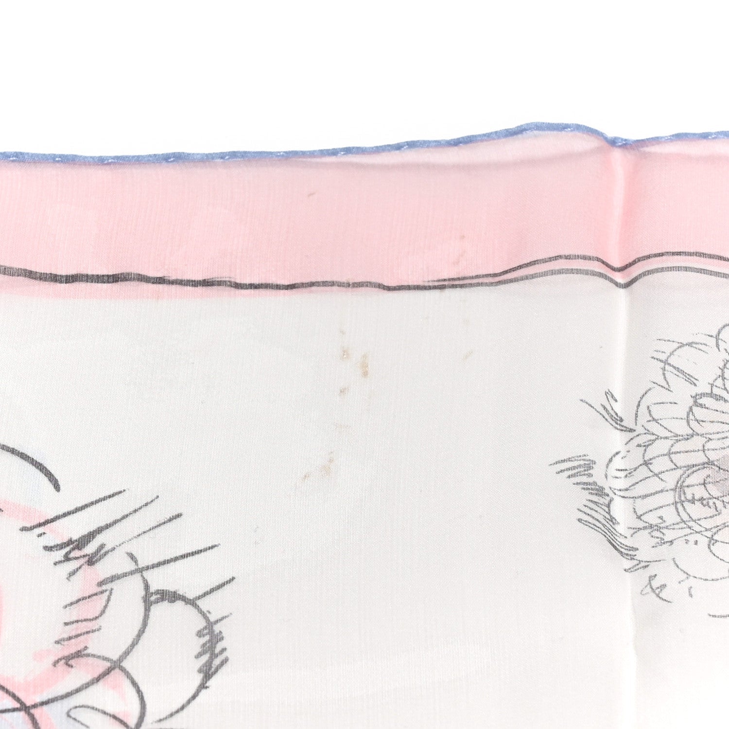 Chanel Silk Camellia Sketch Scarf White Light Pink