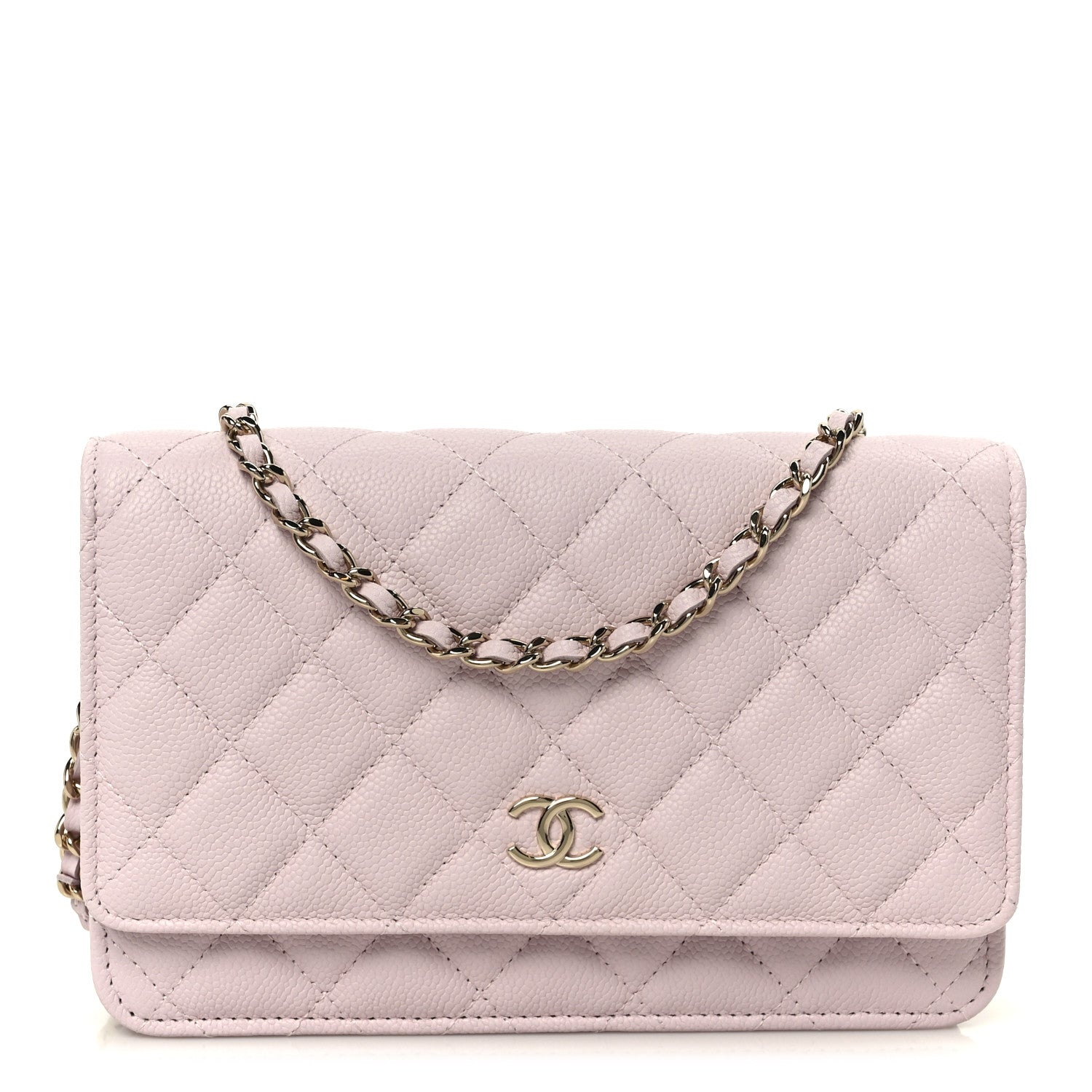 Chanel Caviar Quilted Tiny CC Wallet On Chain WOC Light Pink