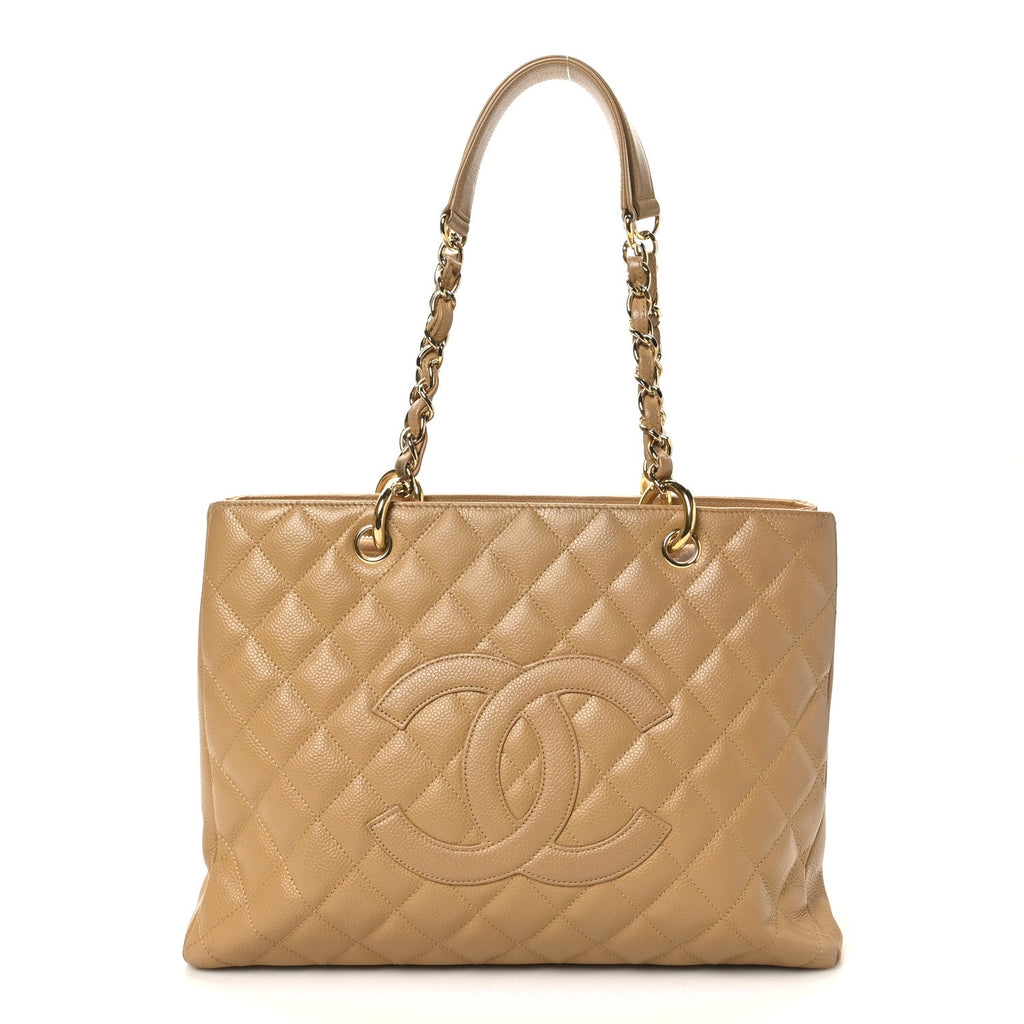 Chanel Caviar Quilted Grand Shopping Tote GST Beige