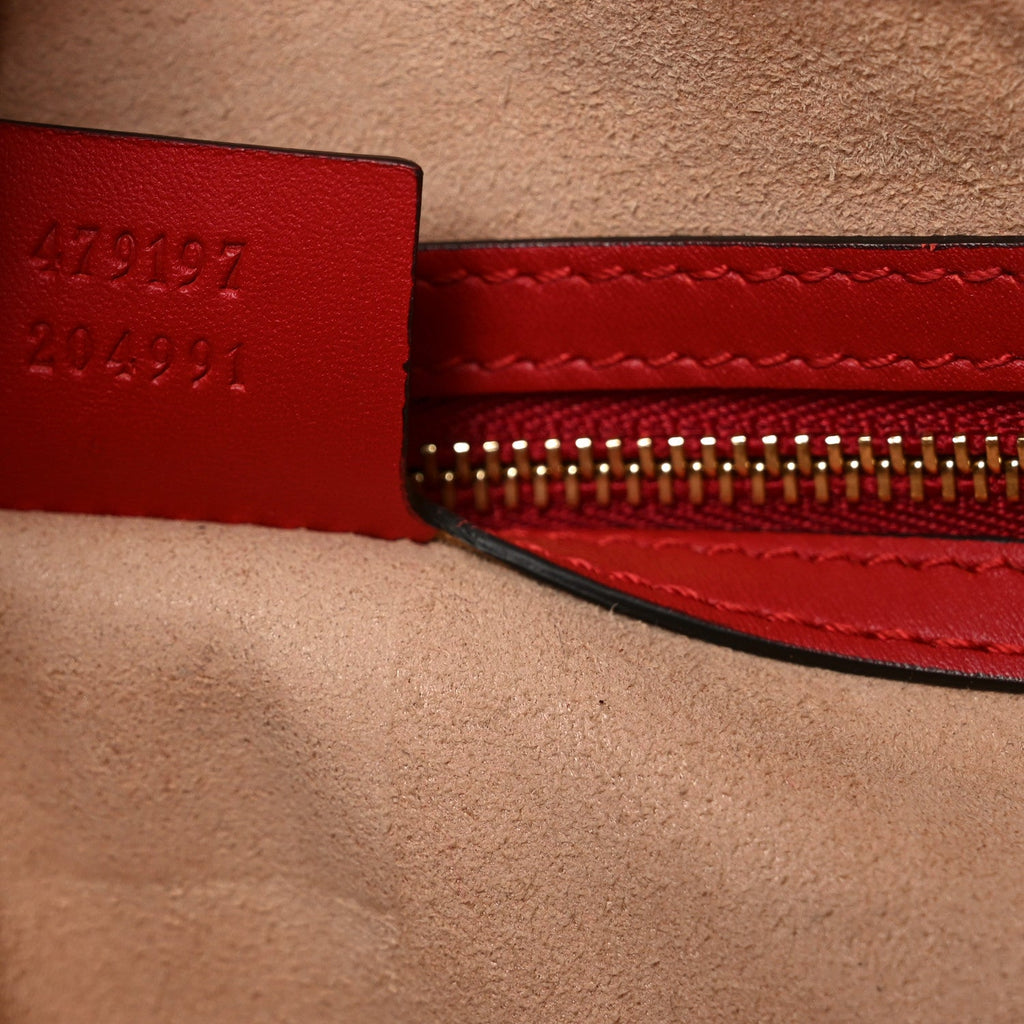 Gucci GG Supreme Monogram Medium Padlock Tote Hibiscus Red