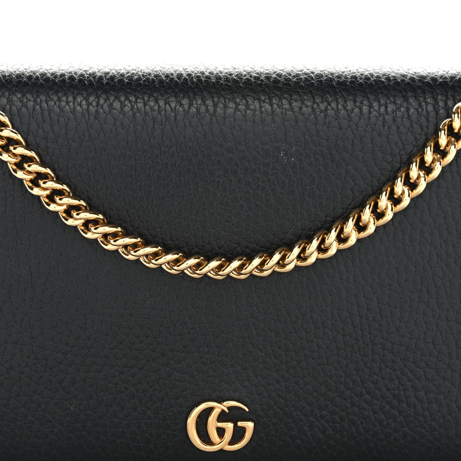 Gucci Calfskin Mini GG Marmont Chain Wallet Black