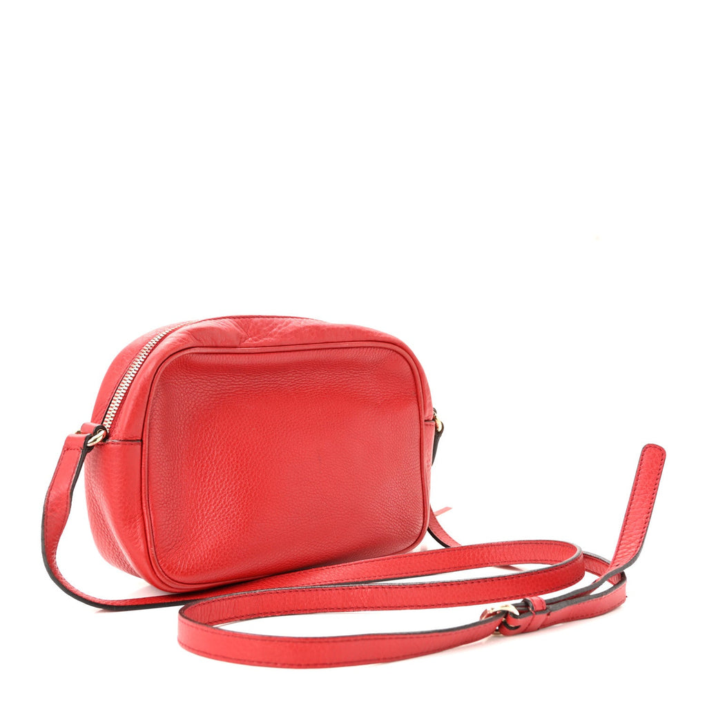 Gucci Pebbled Calfskin Small Soho Disco Bag Tabasco Red