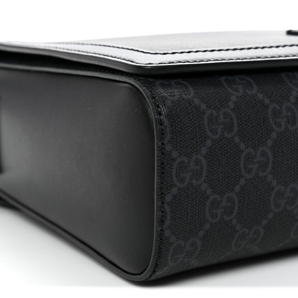Gucci GG Supreme Monogram Appia Calfskin Web Crossbody Bag Black Grey