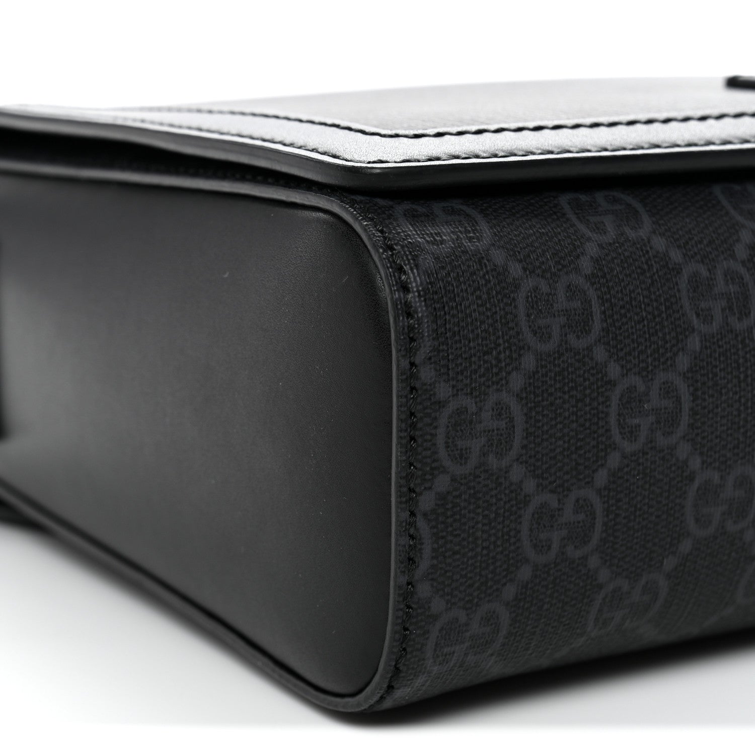 Gucci GG Supreme Monogram Appia Calfskin Web Crossbody Bag Black Grey