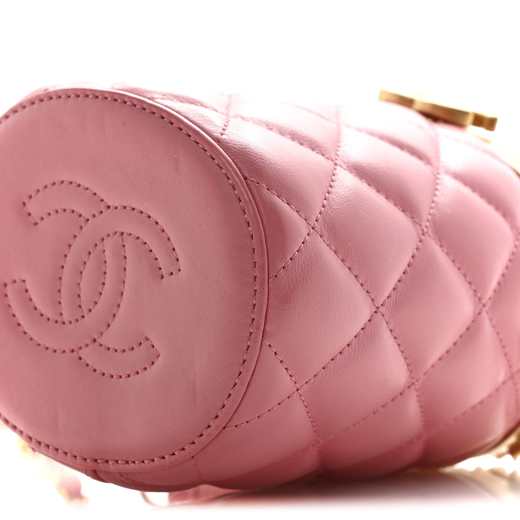 Chanel Lambskin Quilted Mini Crown Box Bag Pink