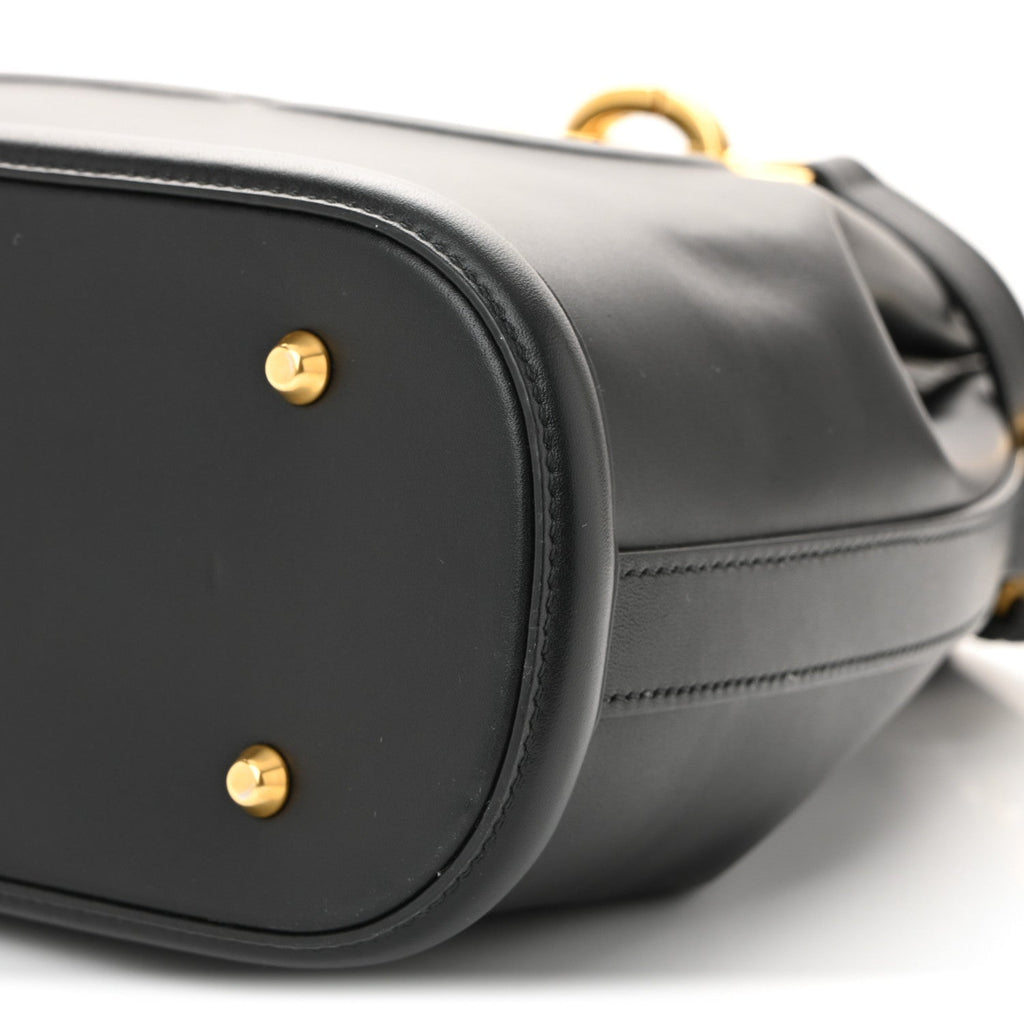 Christian Dior Calfskin CD Embossed Medium C'est Chain Bucket Bag Black