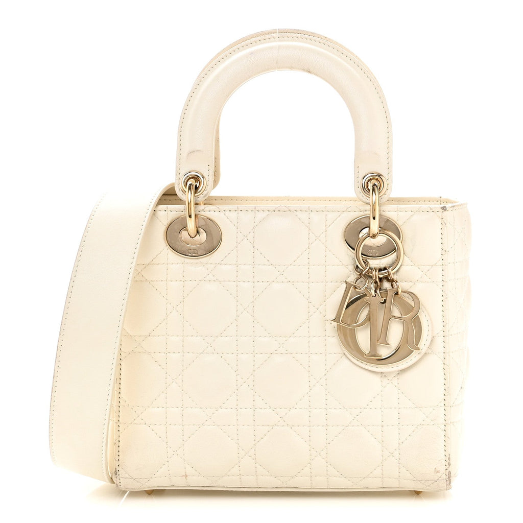Christian Dior Lambskin Cannage Small My ABCDior Lady Dior White