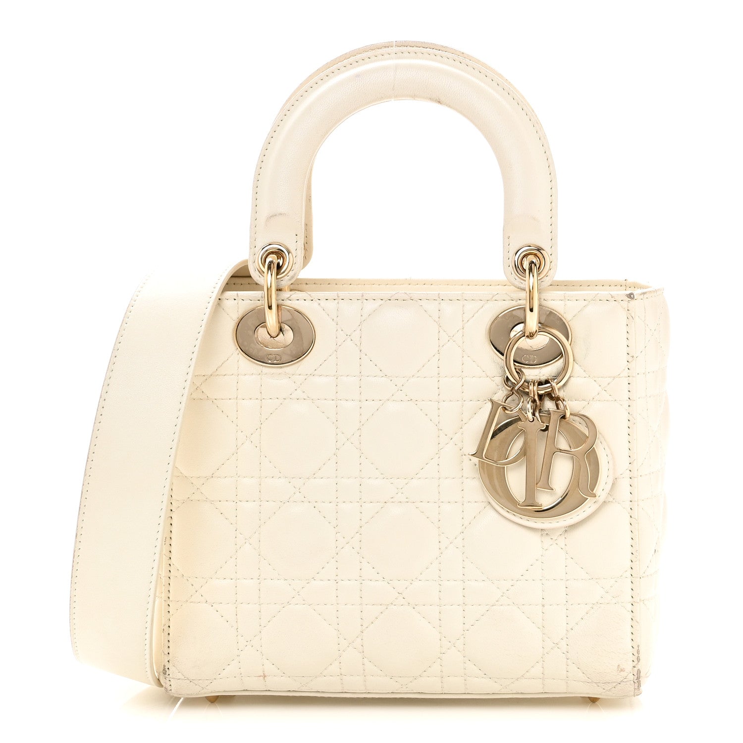 Christian Dior Lambskin Cannage Small My ABCDior Lady Dior White