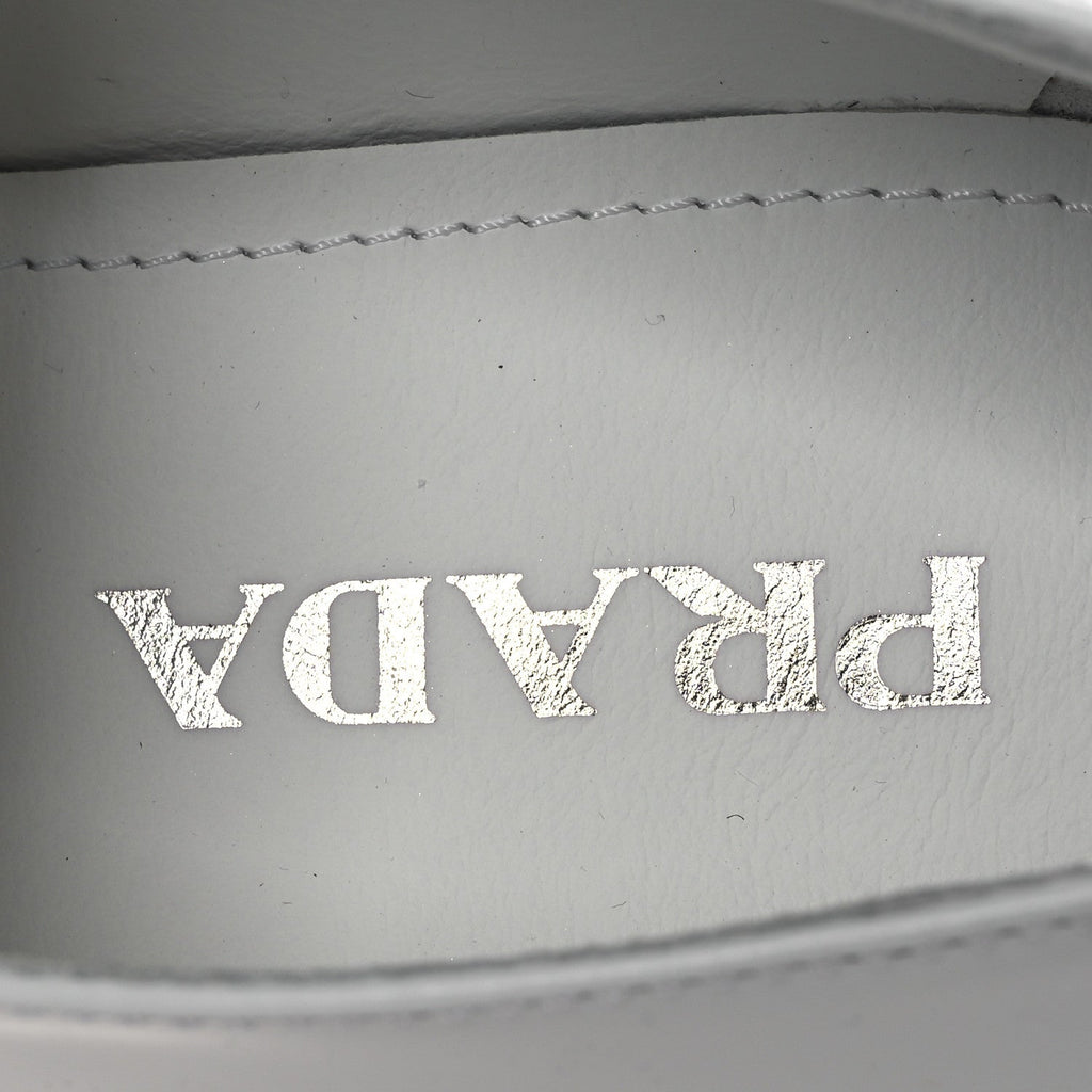 Prada Spazzolato Triangle 50mm Loafers 41 White
