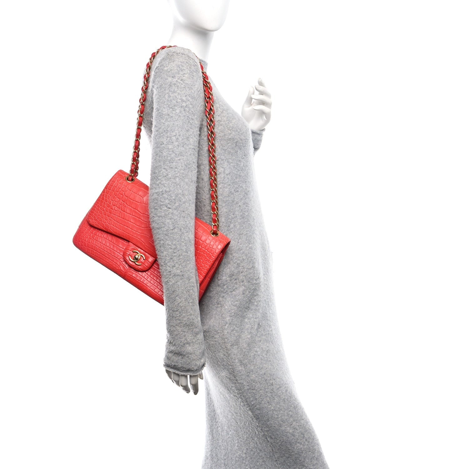 Chanel Alligator Jumbo Double Flap Red