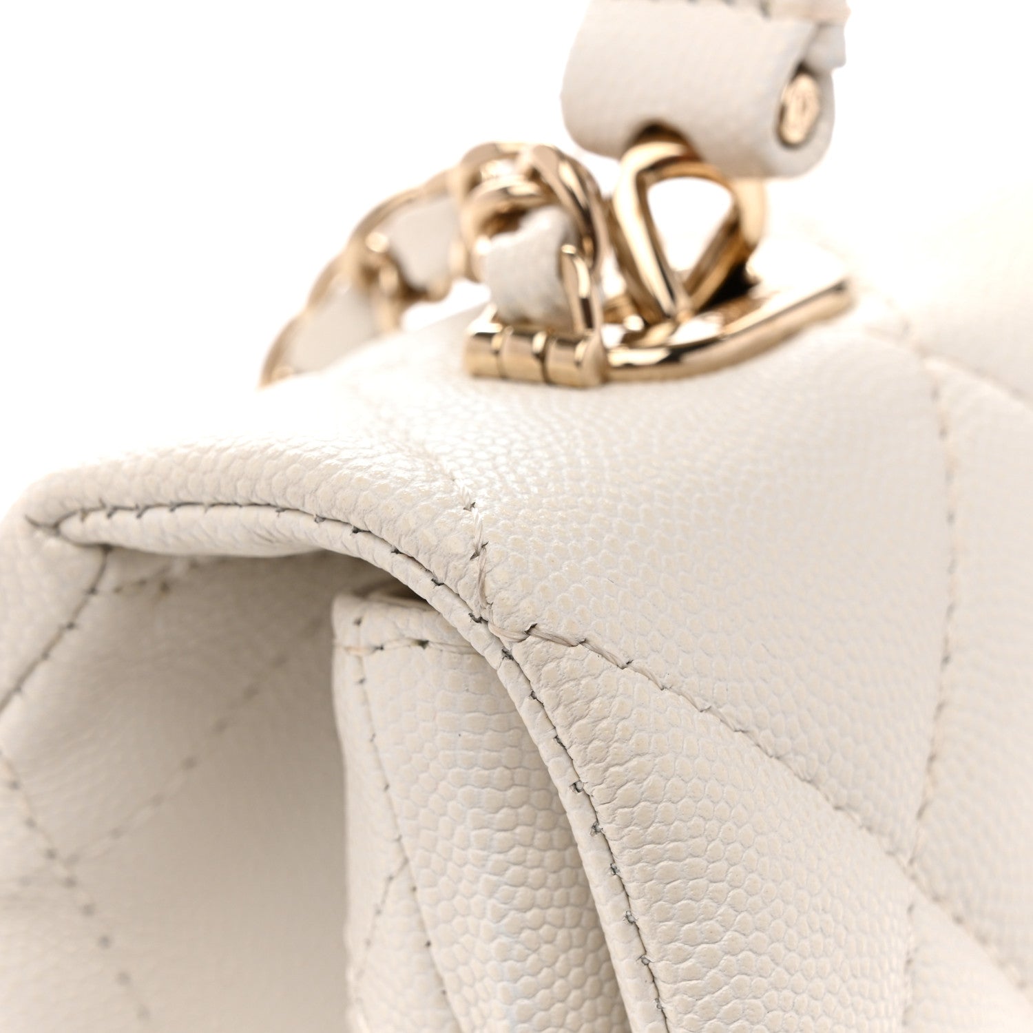 Chanel Caviar Quilted Mini Retro Twist Top Handle Flap White