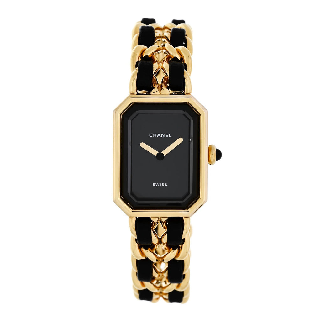 Chanel Stainless Steel Lambskin 20mm Chain Premiere Quartz Watch Gold M