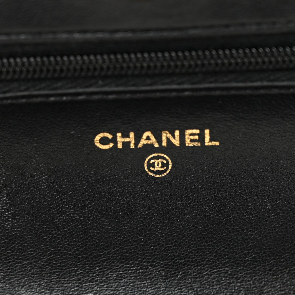 Chanel Lambskin Quilted Wallet On Chain WOC Black