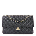 Chanel Iridescent Lambskin Quilted Medium Double Flap Black