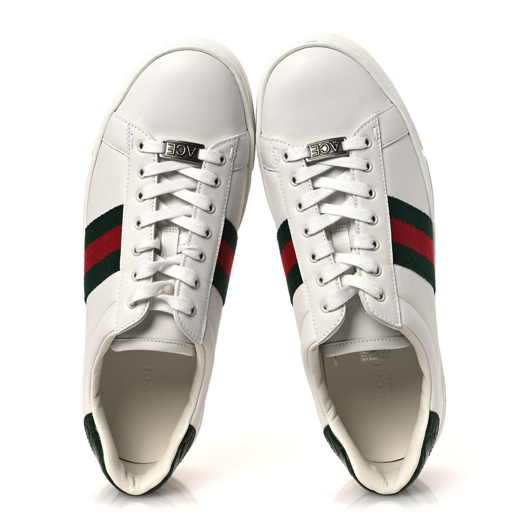 Gucci Ultralight Plume Calfskin Web Womens Ace Platform Sneakers 39.5 White