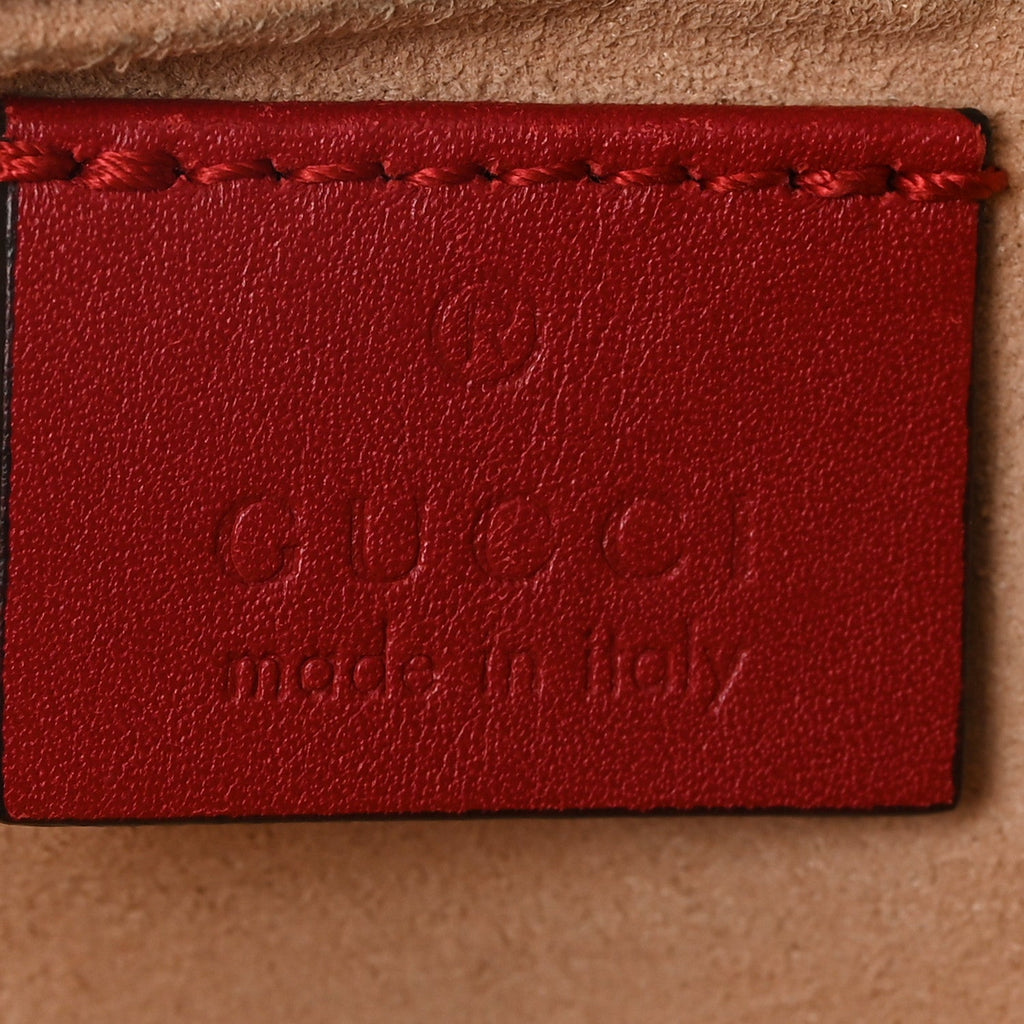 Gucci Calfskin Matelasse Super Mini GG Marmont Shoulder Bag Hibiscus Red