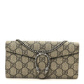 Gucci GG Supreme Monogram Dionysus Chain Clutch Wallet Beige Taupe