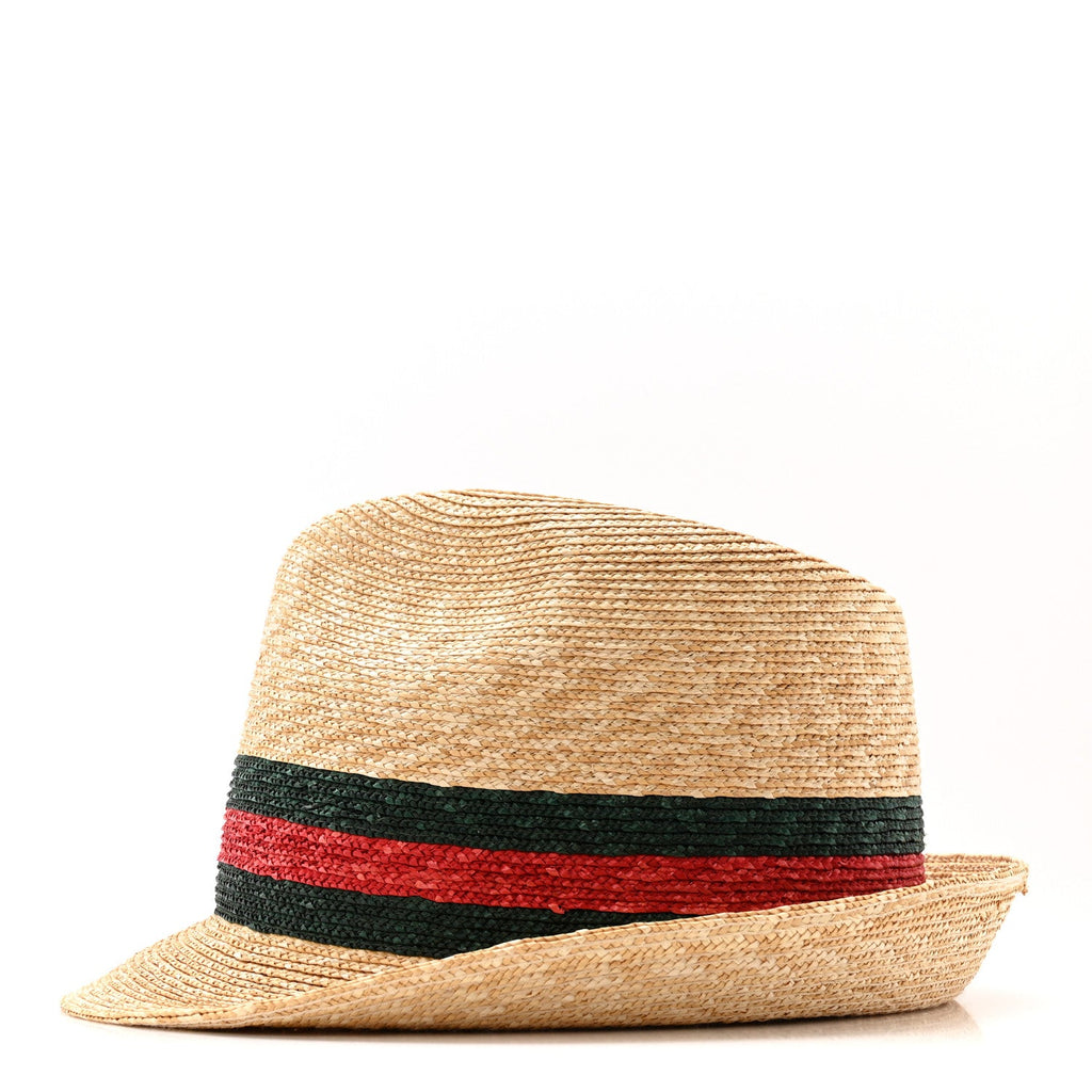 Gucci Abaca Straw Web Fedora Hat M