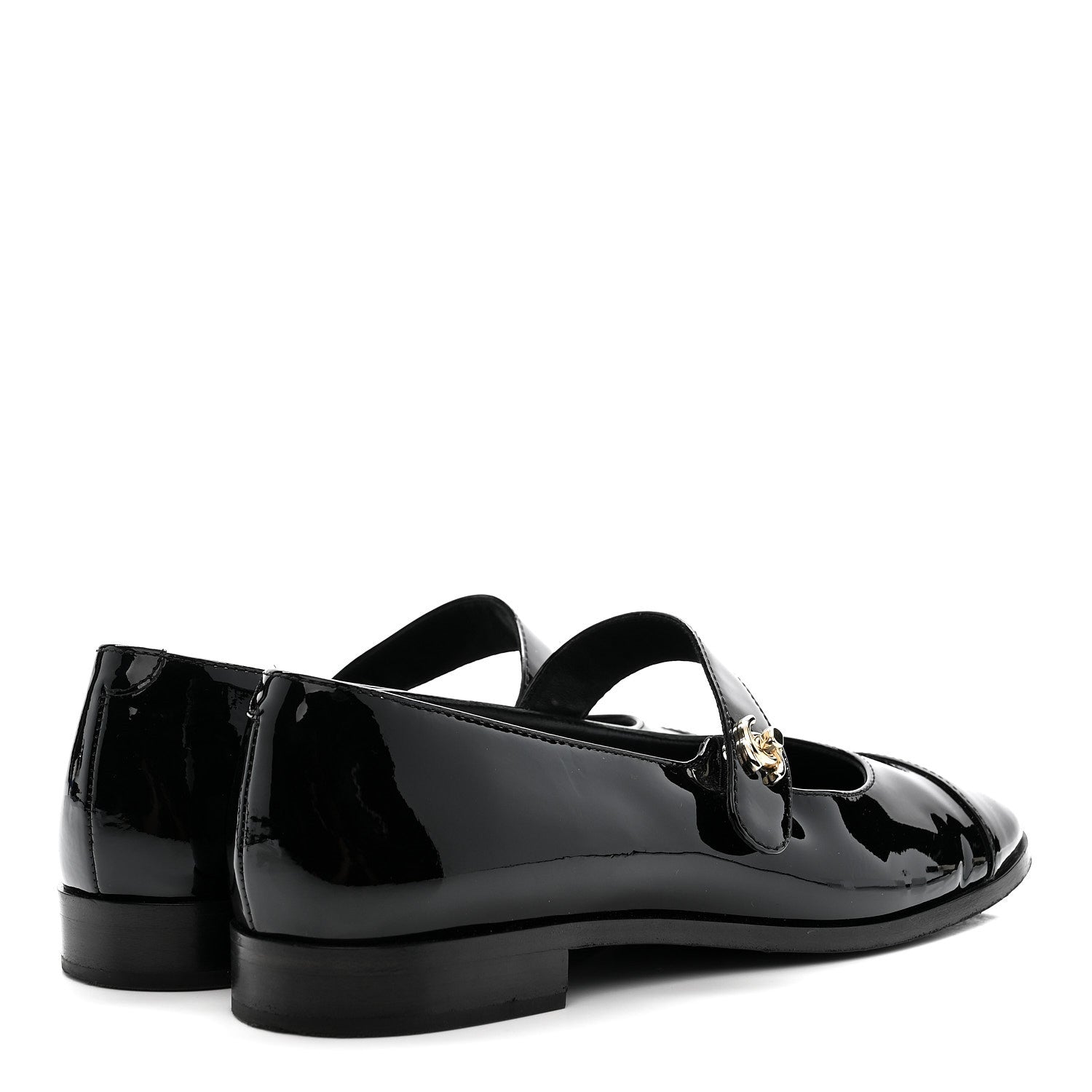 Patent Calfskin Mary Janes Flats 39 Black