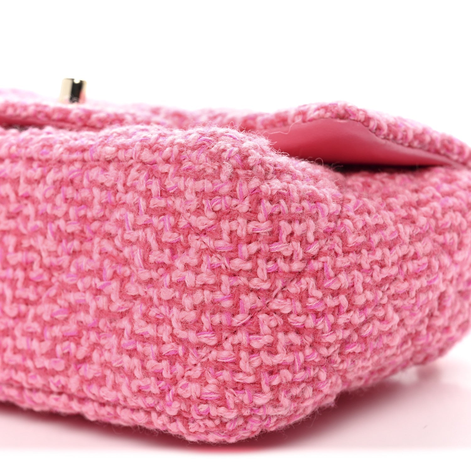 Chanel Wool Tweed Quilted Mini Rectangular Flap Dark Pink Fuchsia
