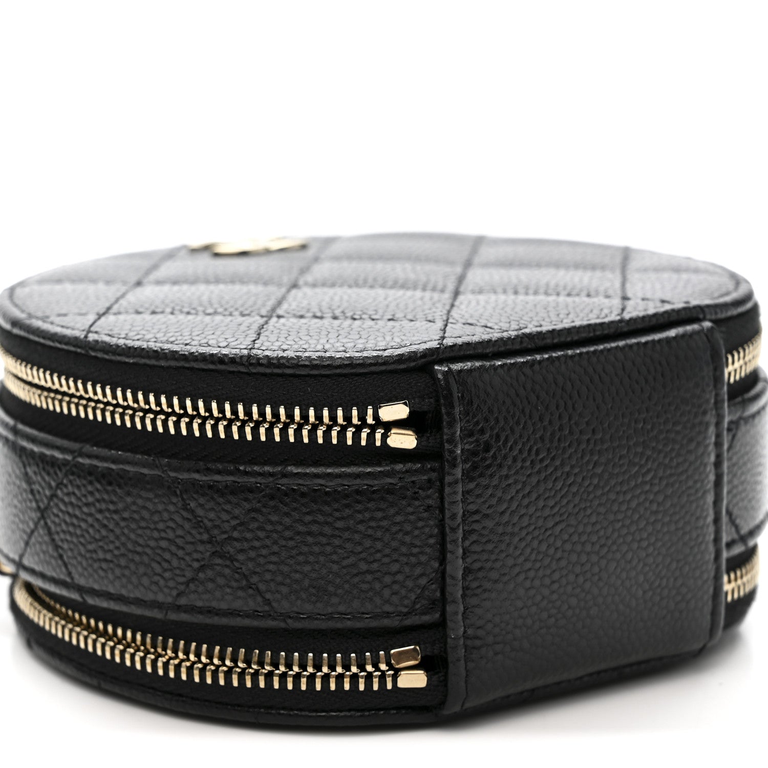Chanel Caviar Quilted Round Handle With Care Vanity With Chain Black