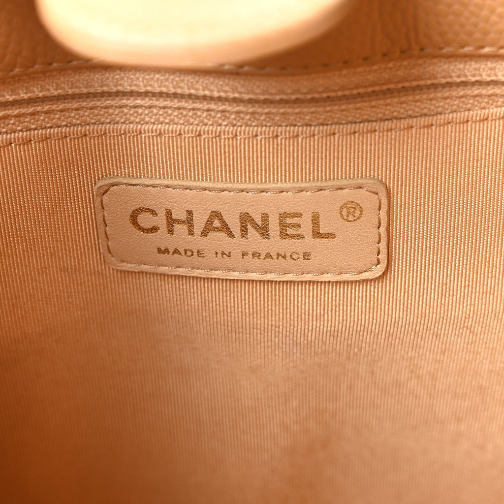 Chanel Caviar Quilted Petit Shopping Tote PST Dark Beige