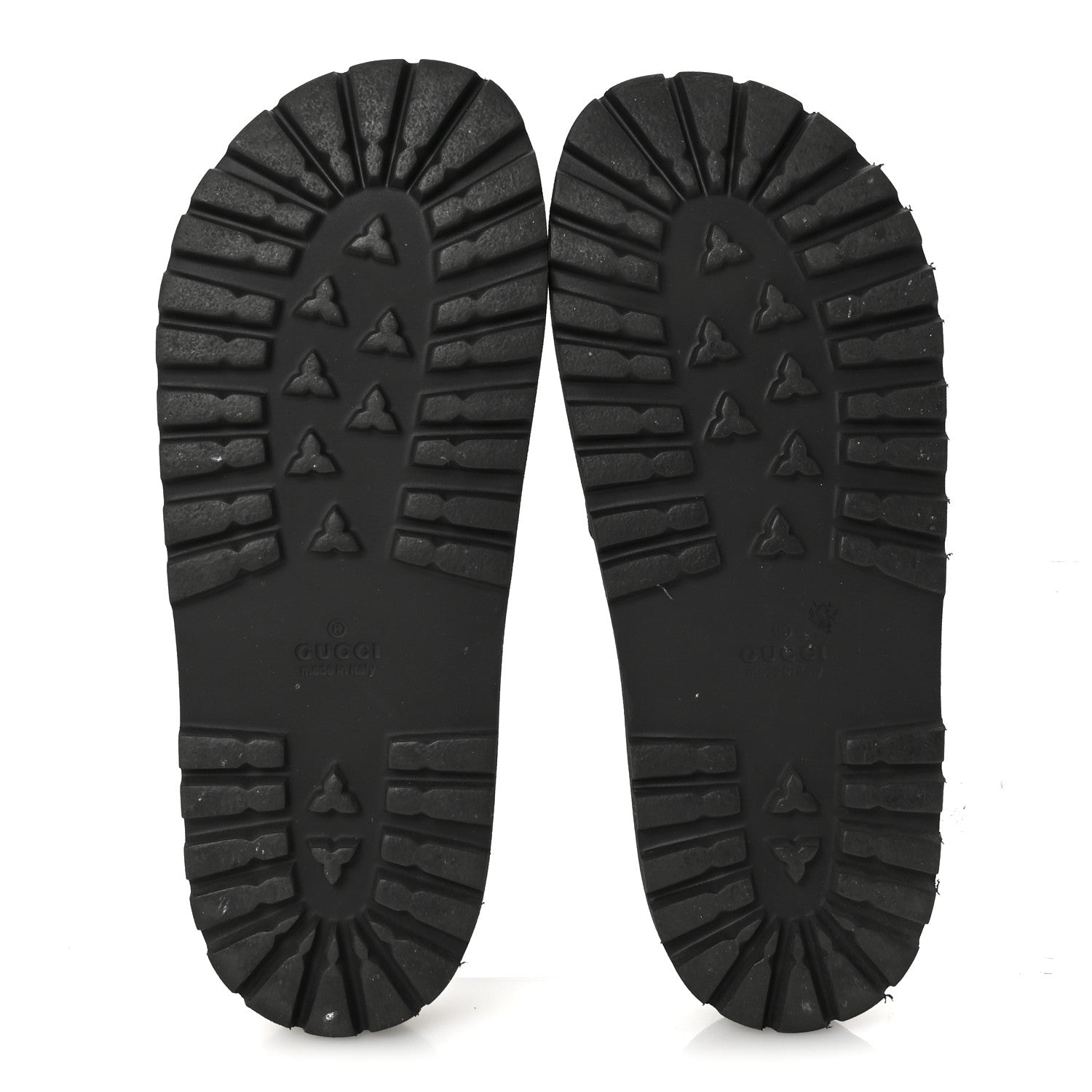 Gucci Rubber Web Mens Lug Sole Slide Sandals 7 Black Green Red