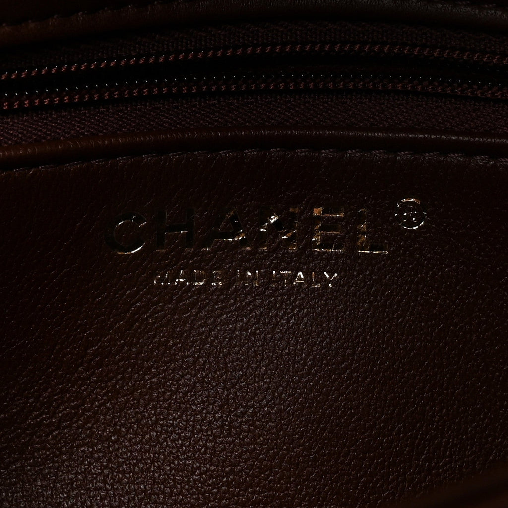 Chanel Shearling Lambskin Quilted Mini Furry Coco Flap Beige Dark Brown