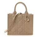 Christian Dior Calfskin Macro Cannage Small Book Tote Taupe