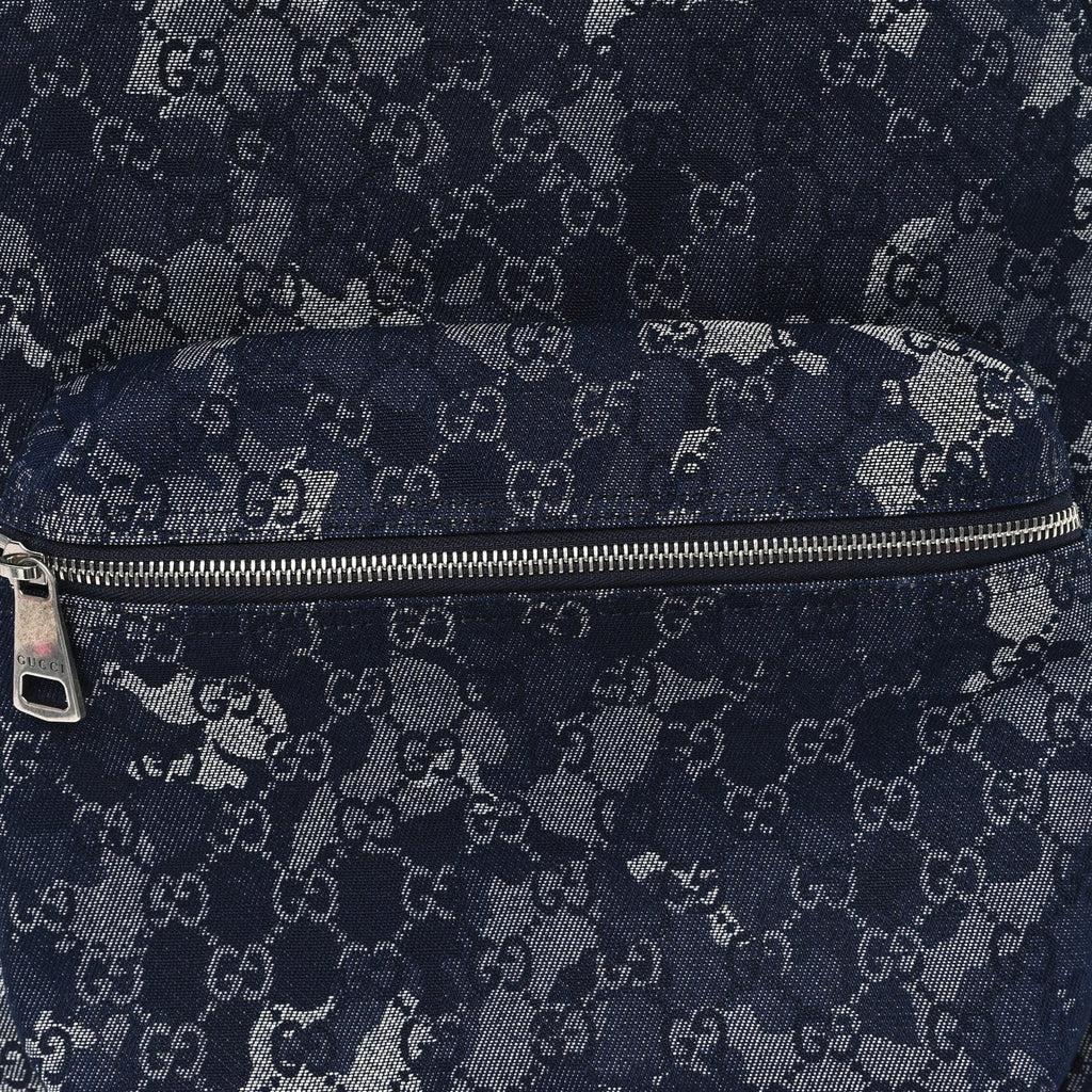 Gucci Denim Monogram Camouflage Large Backpack Blue