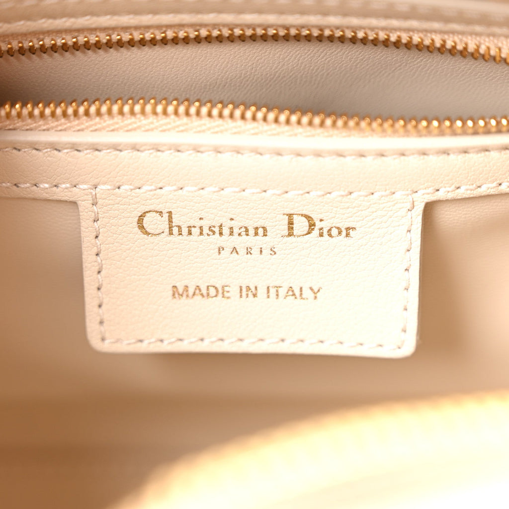 Christian Dior Calfskin Macrocannage Groove 20 Bag Dusty Ivory