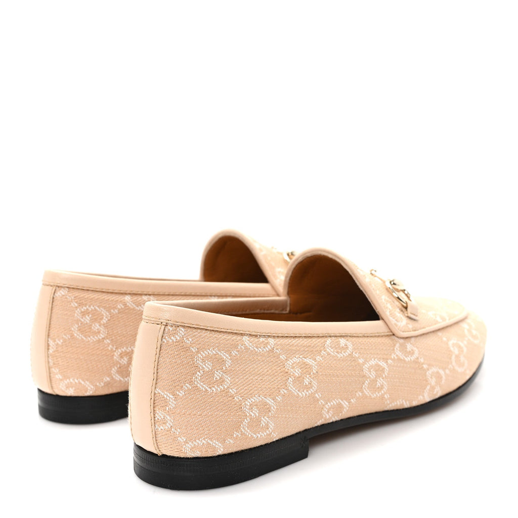 Gucci Canvas GG Monogram Horsebit Womens Jordaan Loafers 35.5 Souffle Rose