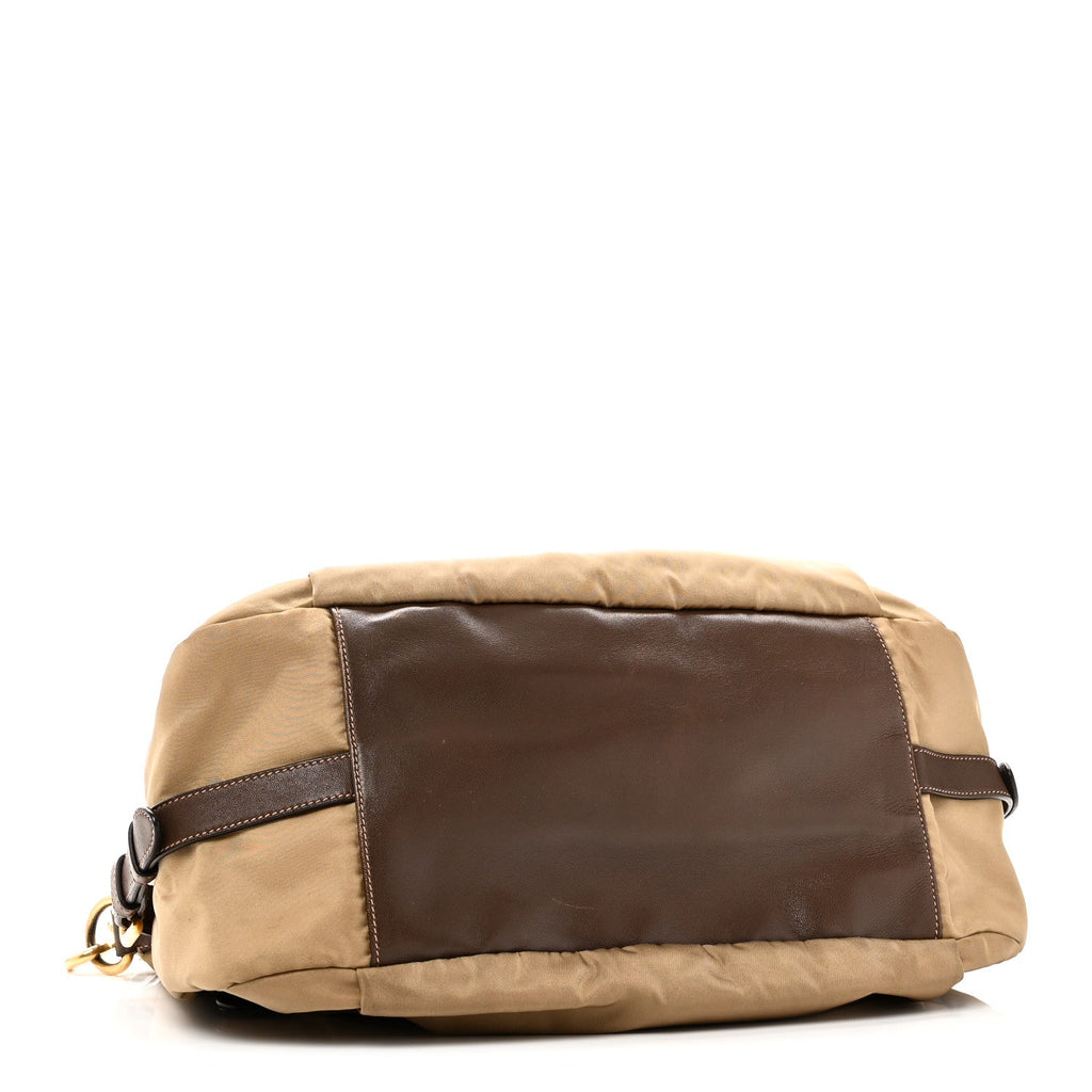 Prada Tessuto Nylon Vitello Daino Satchel Tabacco