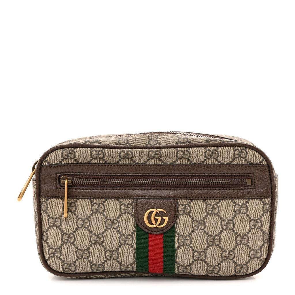 Gucci Soft GG Supreme Monogram Medium Ophidia Belt Bag Dark Brown