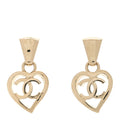 Metal CC Heart Coco In Love Drop Earrings Gold