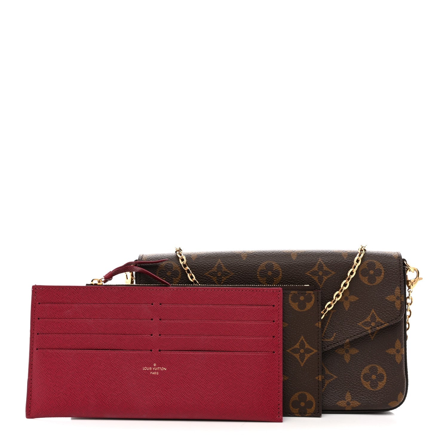 Louis Vuitton Monogram Pochette Felicie Chain Wallet Fuchsia