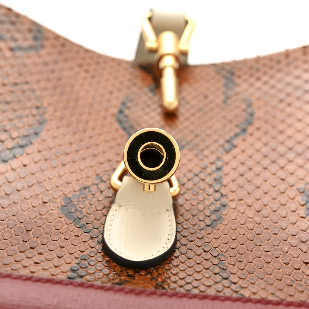 Gucci Snakeskin Calfskin Small Jackie 1961 Hobo Brown Multicolor