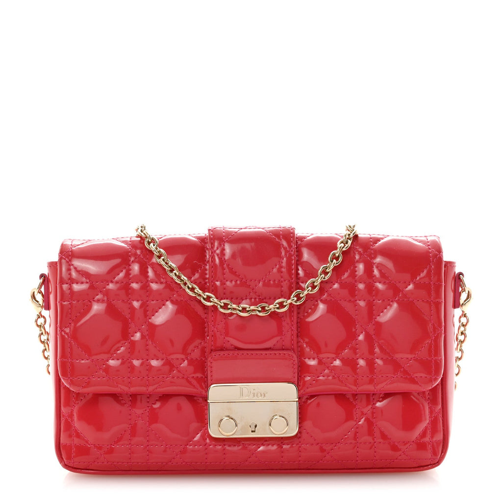 Christian Dior Patent Cannage Miss Dior Promenade Pouch Fuchsia