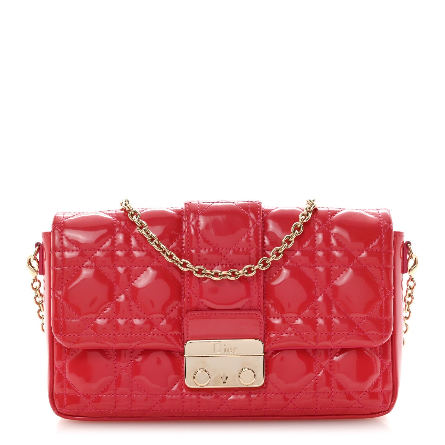 Christian Dior Patent Cannage Miss Dior Promenade Pouch Fuchsia