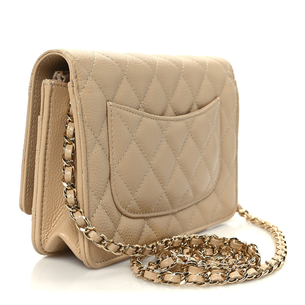 Chanel Caviar Quilted Wallet on Chain WOC Beige