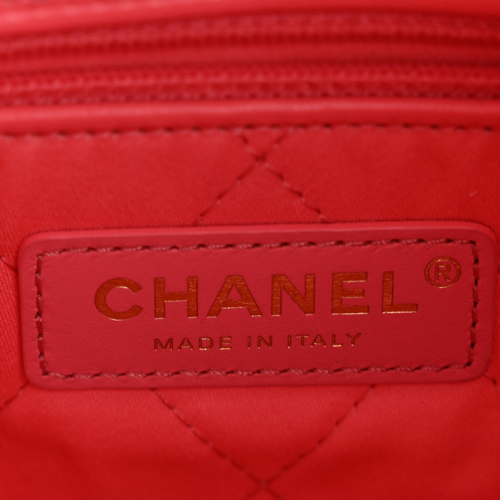 Chanel Shiny Calfskin Quilted Small Chanel 22 Coral Pink