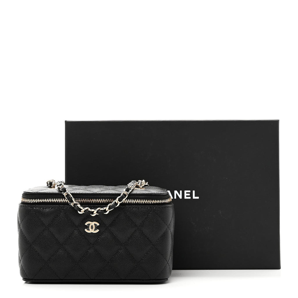 Chanel Caviar Quilted Small Vanity Case With Chain Black