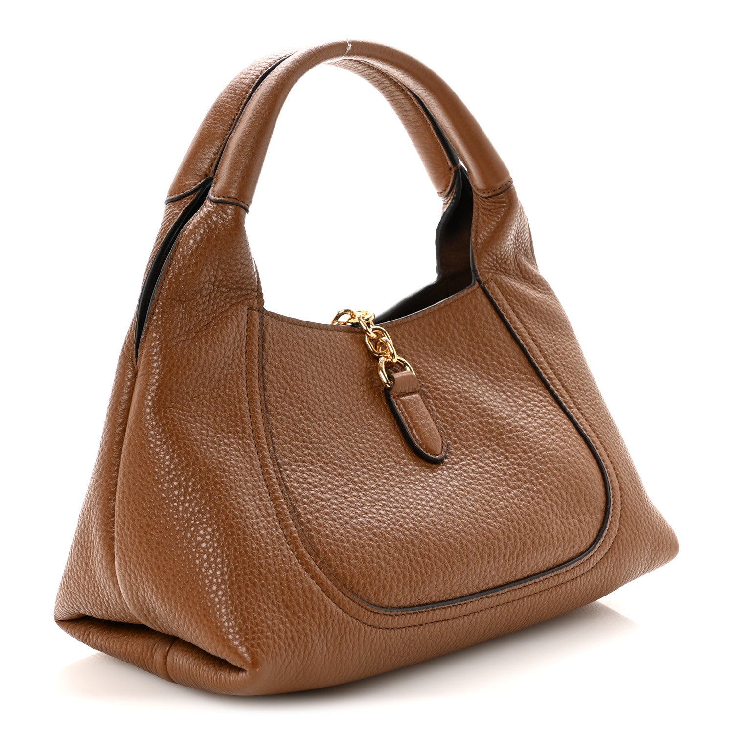 Gucci Grained Calfskin Softbit Medium Shoulder Bag Brown