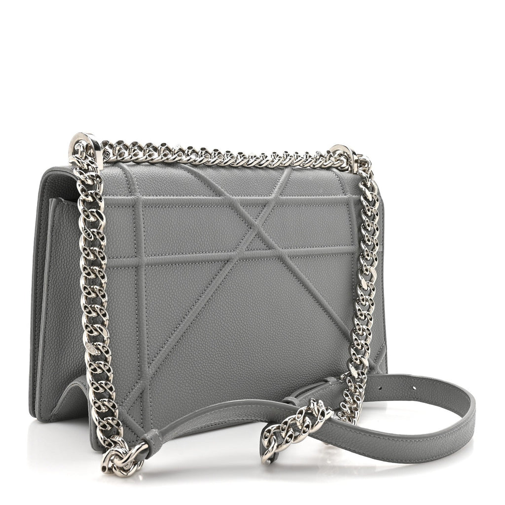 Christian Dior Grained Calfskin Medium Diorama Flap Bag Gris