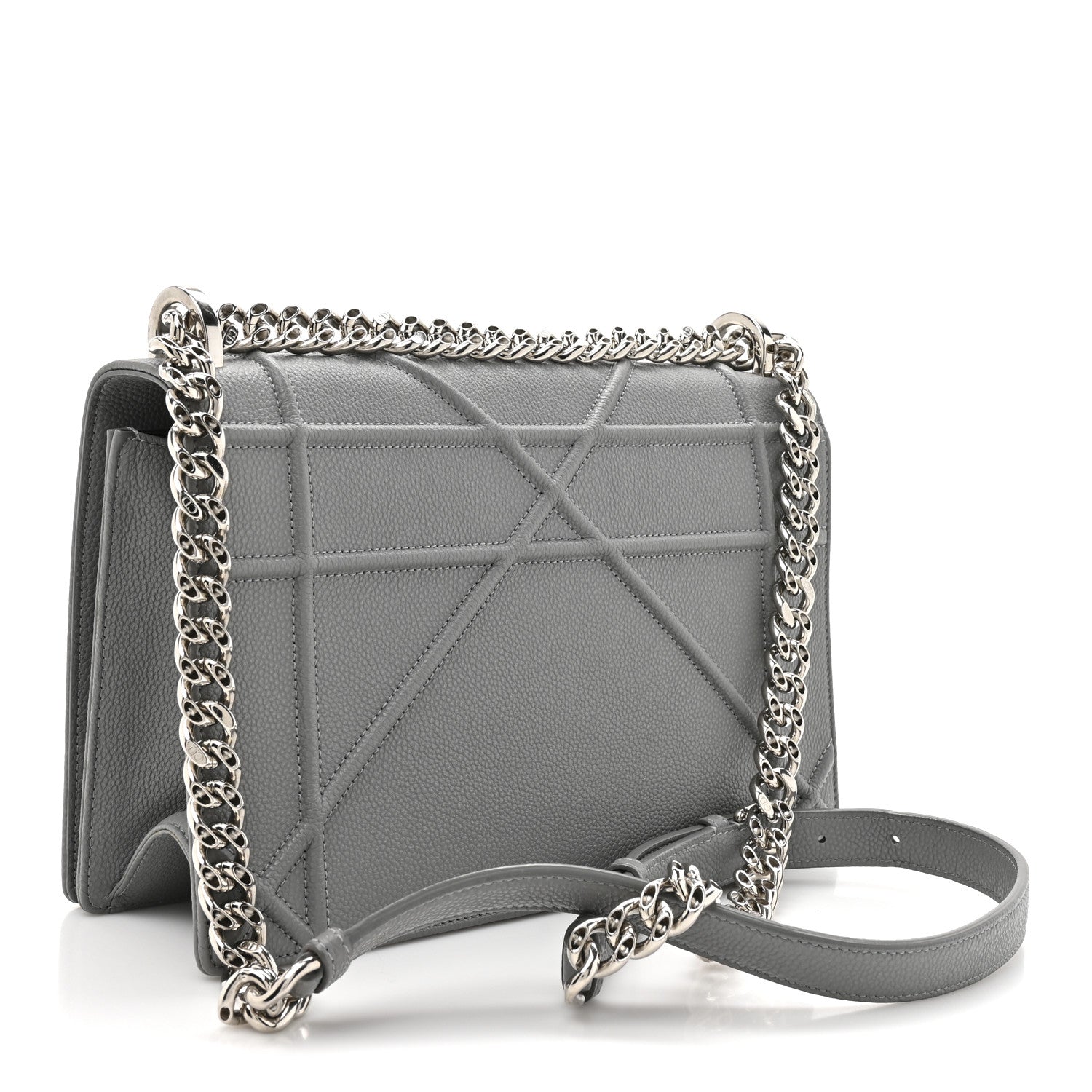 Christian Dior Grained Calfskin Medium Diorama Flap Bag Gris