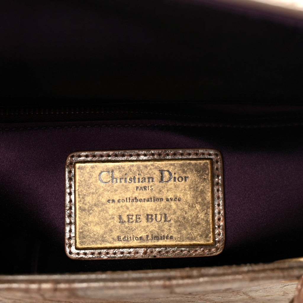 Christian Dior X LEE BUL Treated Calfskin Medium Lady Dior Art Bronze